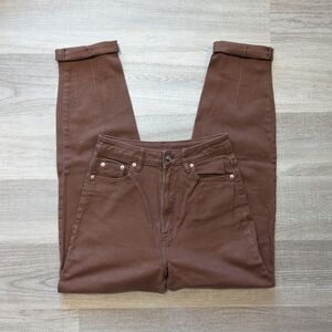 h&m brown twill mom jeans